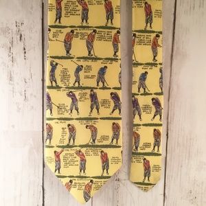 Allyn GOLF Mens Silk Neck Tie Necktie Yellow Golf